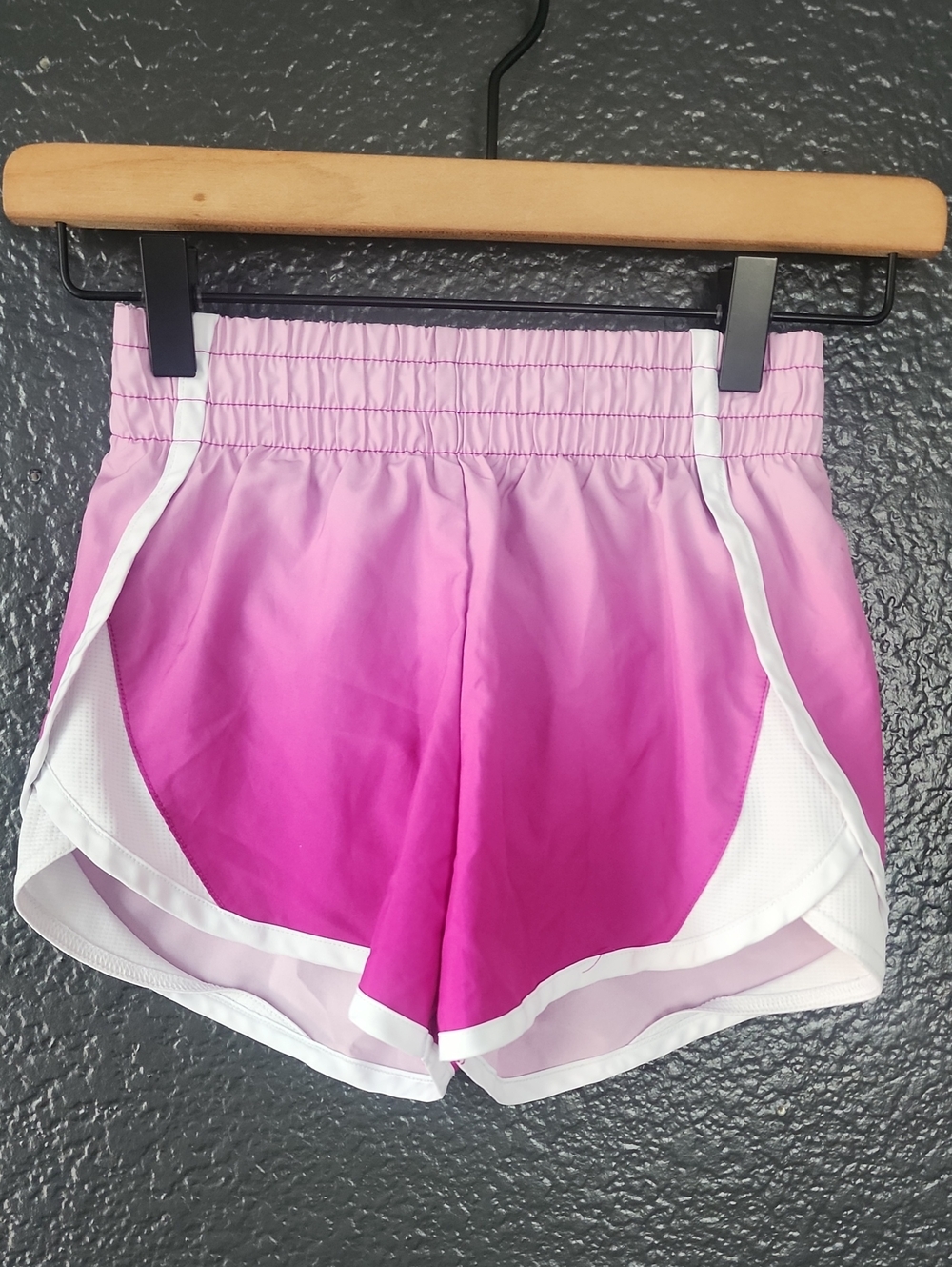 Athletic Works Pink Ombre Girls' Running Shorts with White Trim
